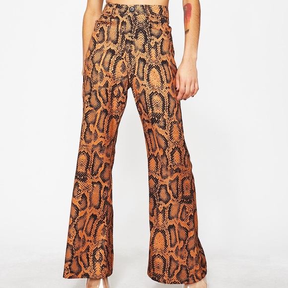 DOLLSKILL | High Rise Snake Flare Pants | Small - Picture 1 of 4